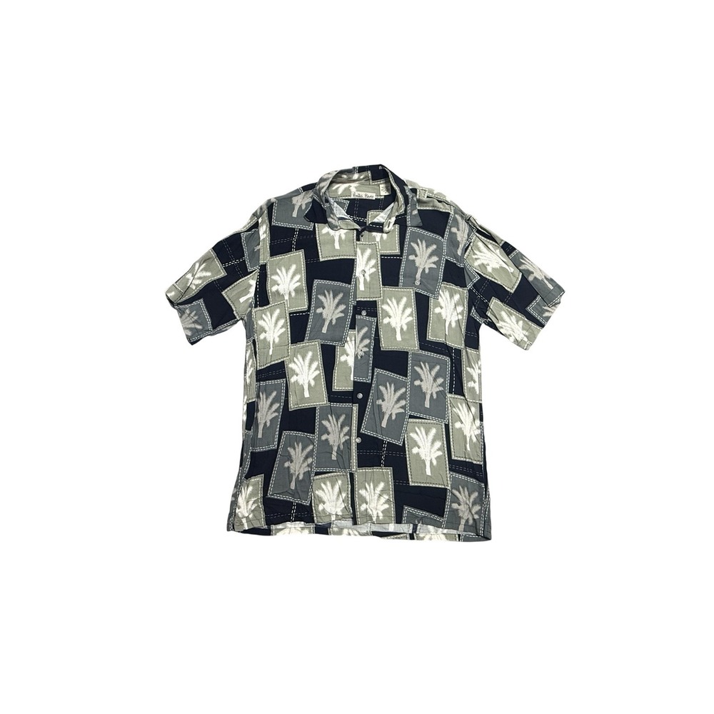 Hollis River Shirt Mens‎ Medium Green Palm Hawaiian Short Sleeve Button Front